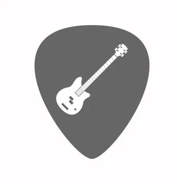 Isolated guitar plectrum with  a four string electric bass guitar Stock Illustration