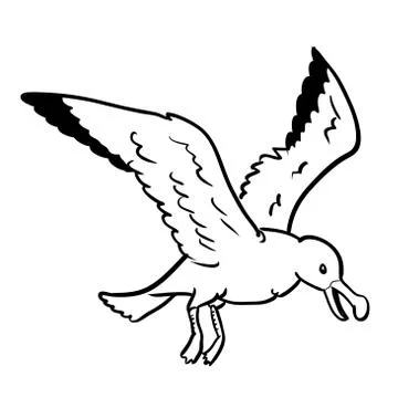 Isolated Gull Cartoon-Vector Hand drawn Illustration Stock Illustration