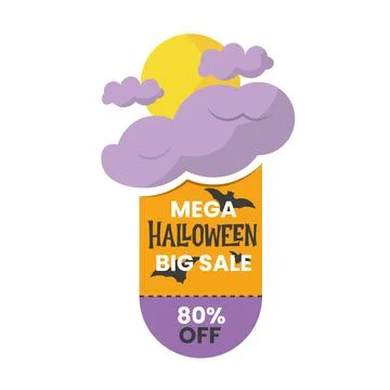 Isolated halloween discount label with clouds icon Vector Stock Illustration