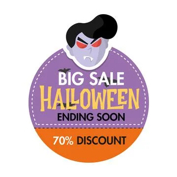 Isolated halloween discount label with a vampire icon Vector Stock Illustration