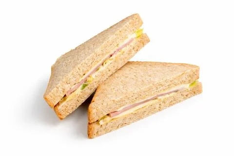 Isolated ham and cheese triangle sandwich Stock Photos