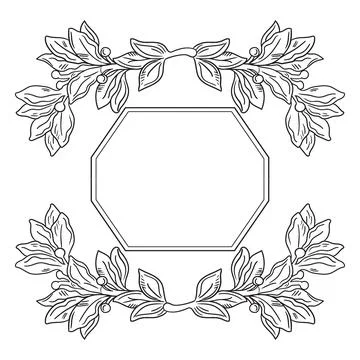 Isolated hand drawing frame with laurel leaves vector illustration Stockillustratie