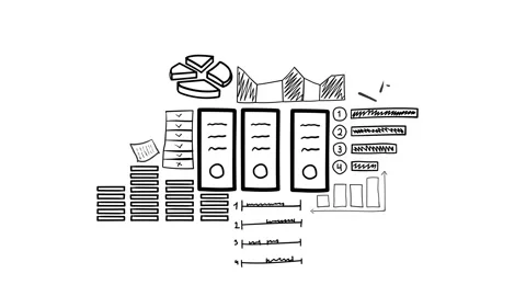 Isolated Hand Drawn Alarm clock Icon &amp; Infographics. Stock Footage 117616310