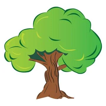 Isolated hand-drawn cartoon tree, vector illustration Stock Illustration