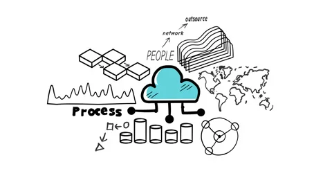 Isolated Hand-drawn Cloud Storage And Infographic, color. Stock Footage 116749506
