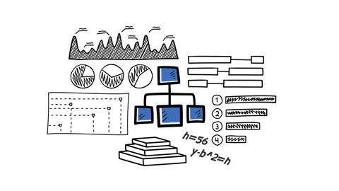 Isolated Hand Drawn scheme Icon &amp; Infographics, color. 스톡 동영상 116750878