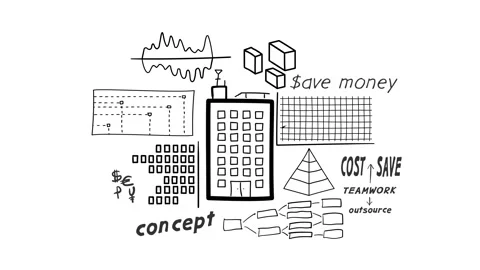 Isolated Hand Drawn Skyscraper Icon &amp; Infographics. 스톡 동영상 117618704