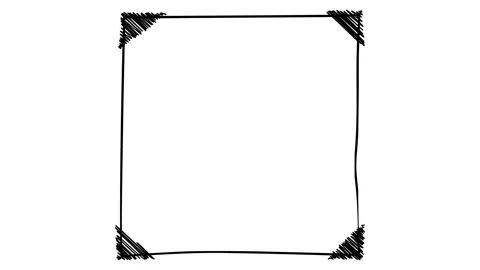 Isolated hand-drawn square frame with corner mount. Stock Footage 115731947