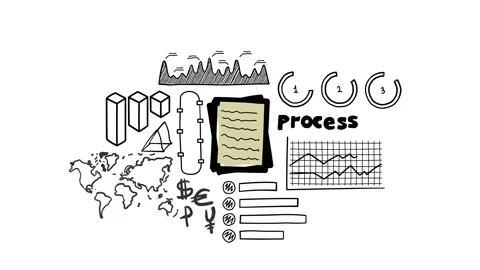 Isolated Hand Drawn stack of documents Icon &amp; Infographics, color. Stock Footage 116750604