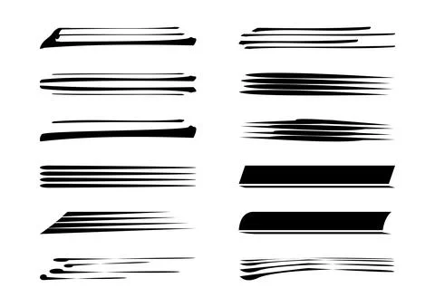 Isolated Hand Drawn Vector Brush Graphic Elements Set. Premium Vector Stock Illustration