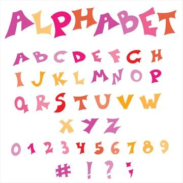 Isolated hand drawn vector colorful english alphabet. Stock Illustration