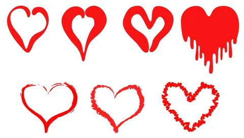 Isolated hand drawn vector heart shapes set Stock Illustration