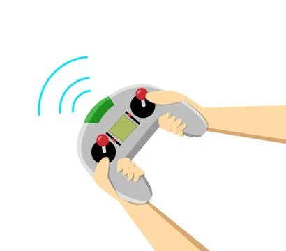 Isolated Hand with Drone remote control on white Stock Illustration