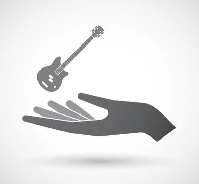 Isolated hand with  a four string electric bass guitar Stock Illustration