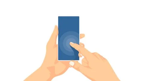 Isolated hand hold and operate smart phone close up flat style illustration Stock Illustration