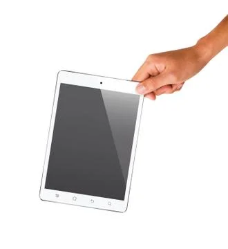 Isolated hand holding tablet Stock Photos