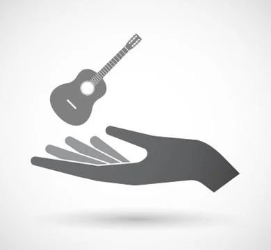 Isolated hand with  a six string acoustic guitar Stock Illustration