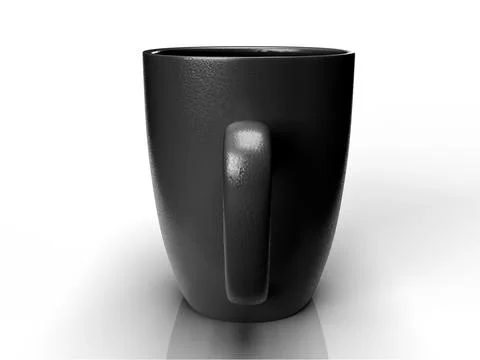 Isolated Handle Side View of Black Tea or Coffee Mug on White Background. Stock Illustration