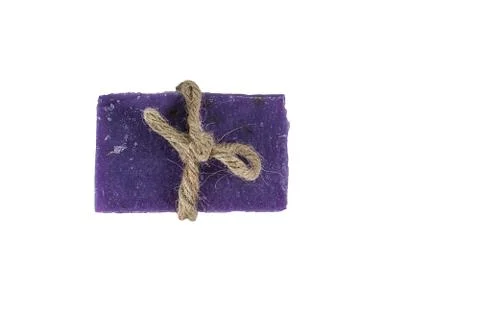 The isolated handmade soap lavender on white background Stock Photos