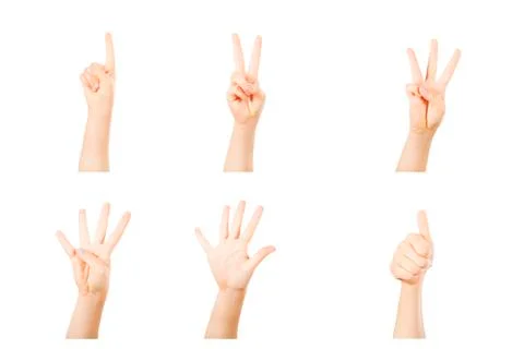 Isolated hands counting to five Stock Photos
