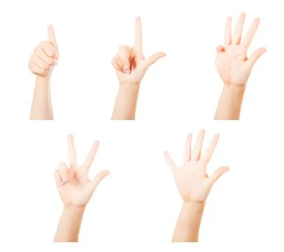 Isolated hands counting to five Foto stock