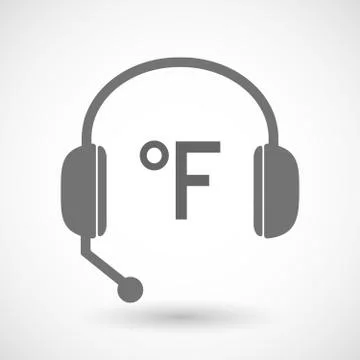 Isolated  hands free headset icon with  a farenheith degrees sign Stock Illustration