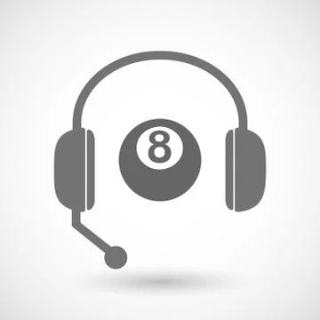 Isolated  hands free headset icon with  a pool ball Stock Illustration