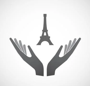 Isolated hands offering   the Eiffel tower イラスト素材