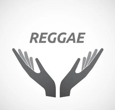 Isolated hands offering icon with    the text REGGAE Stock Illustration