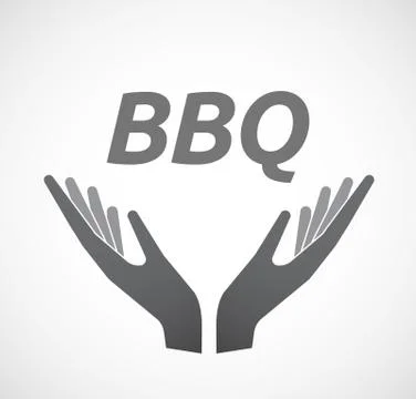Isolated hands offering icon with    the text BBQ 스톡 일러스트