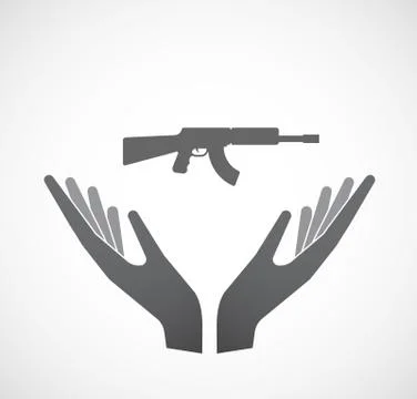 Isolated hands offering  a machine gun sign Stock Illustration