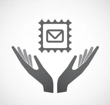 Isolated hands offering  a mail stamp sign Stock Illustration
