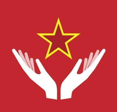Isolated hands offering  the red star of communism icon Stock Illustration