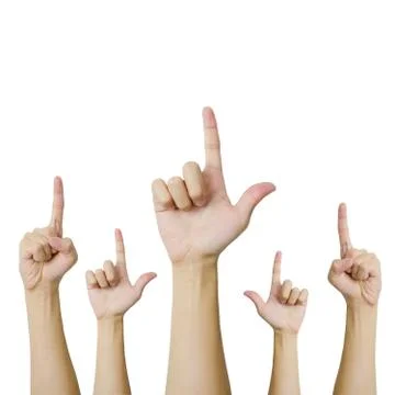 Isolated hands pointing Stockfoto's