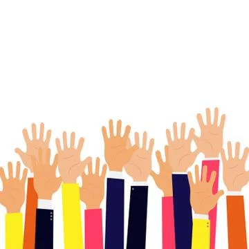 Isolated up hands. Teamwork, voting Stock Illustration