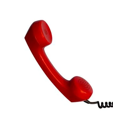 Isolated handset of authentic red retro rotary telephone Stock-Fotos