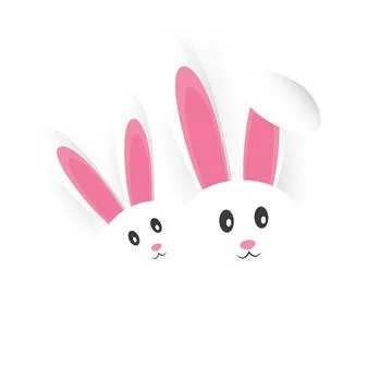 Isolated Happy Easter Template, Card Design - A Couple of Funny Cute White .. Stock Illustration