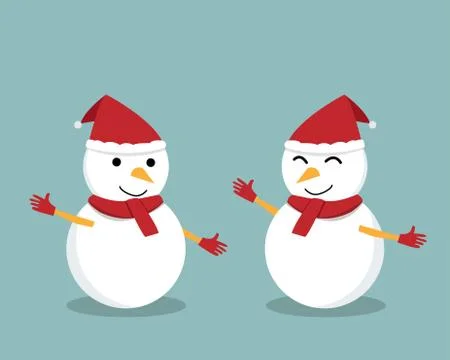 Isolated Happy Snowman for presentation, vector Stock Illustration