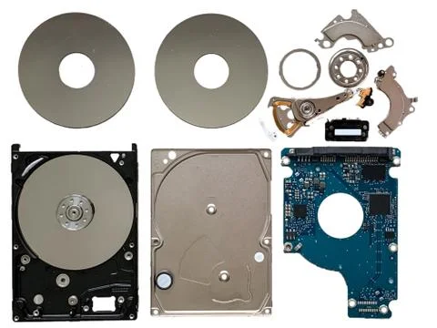 Isolated Hard Disk Drive Components Stock Photos
