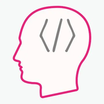 Isolated  head with a code sign Illustration