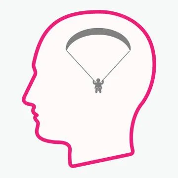 Isolated  head with a paraglider Stock Illustration