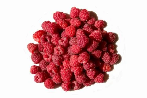 Isolated heap of raspberry on a white background Stock Photos