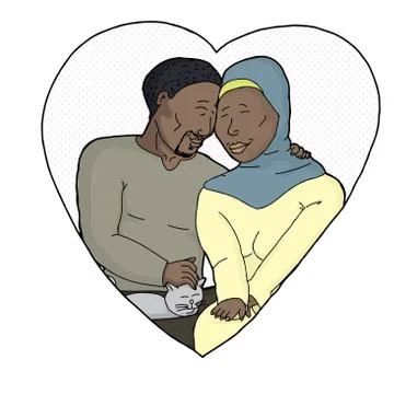 Isolated heart with couple Ilustração Stock