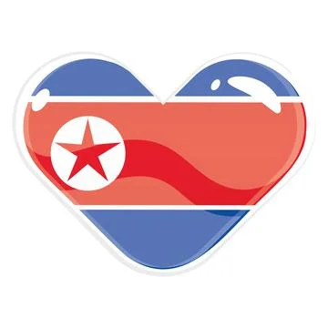 Isolated heart shape with the flag of North Korean Vector Stock Illustration