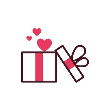 Isolated hearts inside gift vector design Illustrazione stock