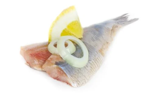 Isolated herring with onions Foto stock