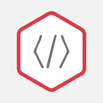 Isolated hexagon with a code sign Illustration