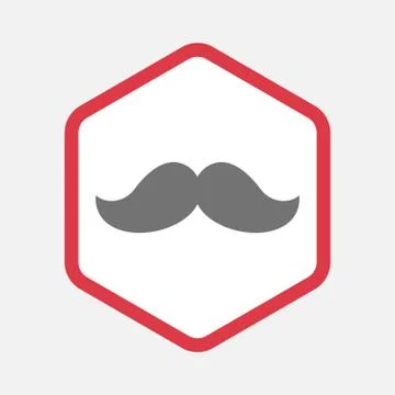 Isolated hexagon with a moustache Stock Illustration