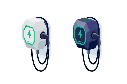 Isolated home small wall wallbox charger for electric cars Stock Illustration
