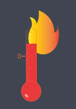 Isolated Hot thermometer Icon on black background. Stock Illustration